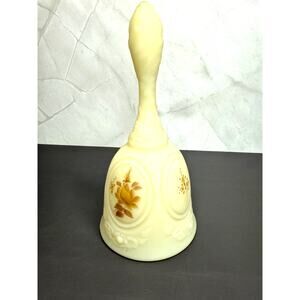 Fenton Art Glass Bell Cream Colored Custard Glass "Cameo Satin" Artist Amy S.